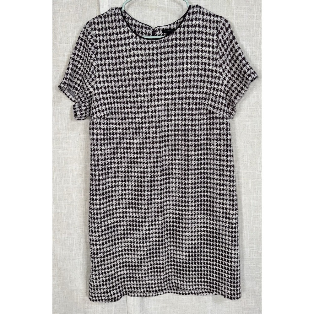 Ann Taylor Plum White Houndstooth Short‎ Sleeve Dress Size XL Business Casual